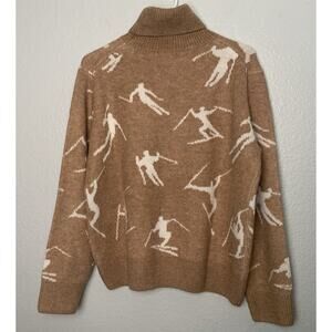 Halogen Womens Turtleneck Ski Sweater M Light Brown Soft